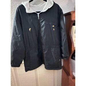 Black Hooded Lightweight Jacket With Drawstring Waist & Zippered Pocket For Men